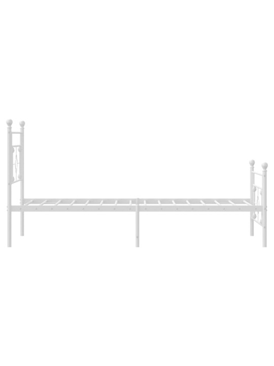 Kovový rám postele s hlavovým a nožním čelem bílý 107 x 203 cm