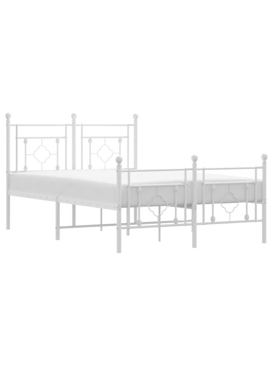 Kovový rám postele s hlavovým a nožním čelem bílý 120 x 200 cm