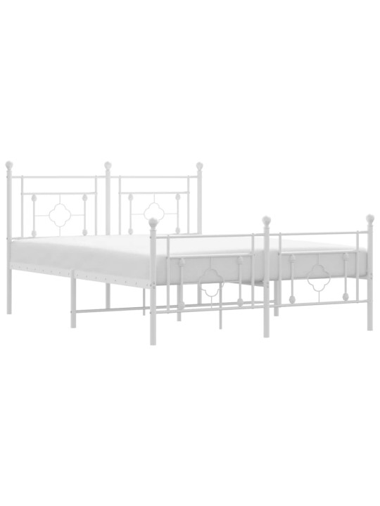 Kovový rám postele s hlavovým a nožním čelem bílý 140 x 200 cm
