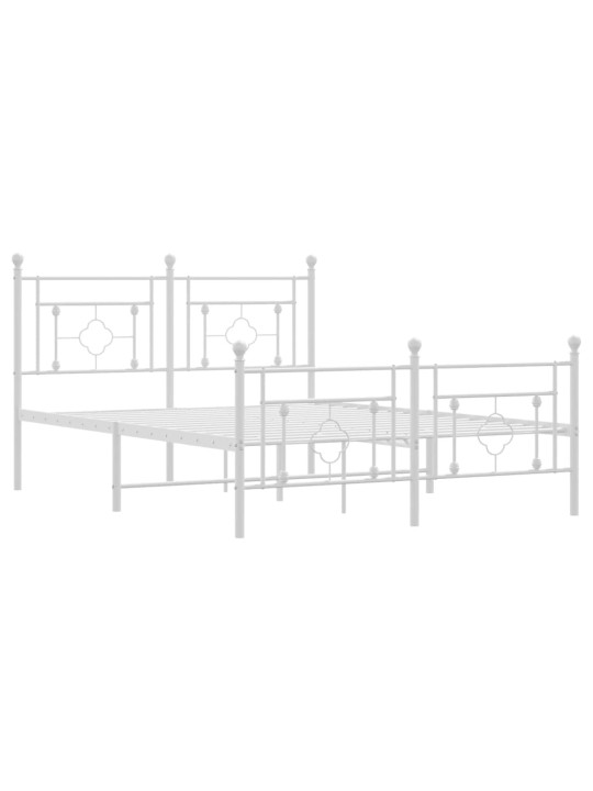 Kovový rám postele s hlavovým a nožním čelem bílý 140 x 200 cm