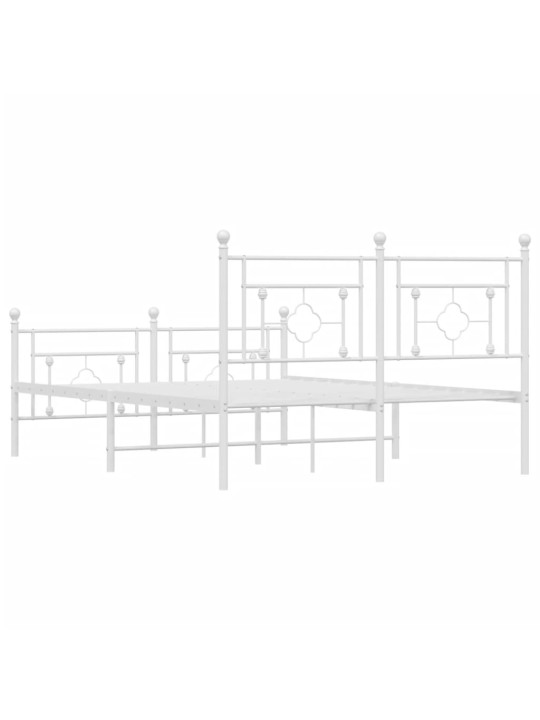 Kovový rám postele s hlavovým a nožním čelem bílý 140 x 200 cm