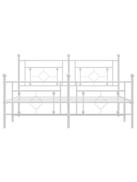 Kovový rám postele s hlavovým a nožním čelem bílý 150 x 200 cm