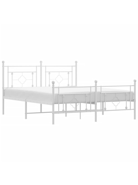 Kovový rám postele s hlavovým a nožním čelem bílý 160 x 200 cm