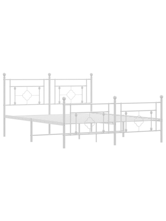 Kovový rám postele s hlavovým a nožním čelem bílý 160 x 200 cm