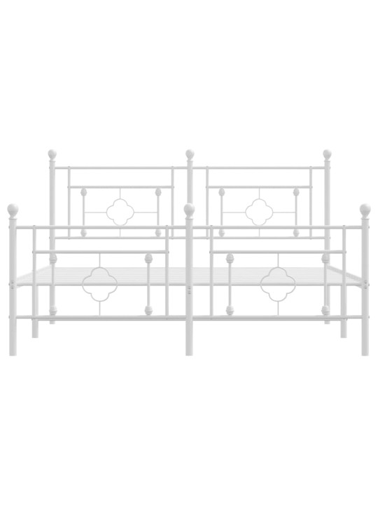 Kovový rám postele s hlavovým a nožním čelem bílý 160 x 200 cm