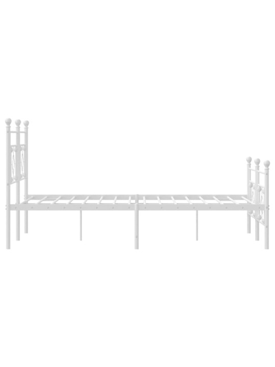 Kovový rám postele s hlavovým a nožním čelem bílý 160 x 200 cm