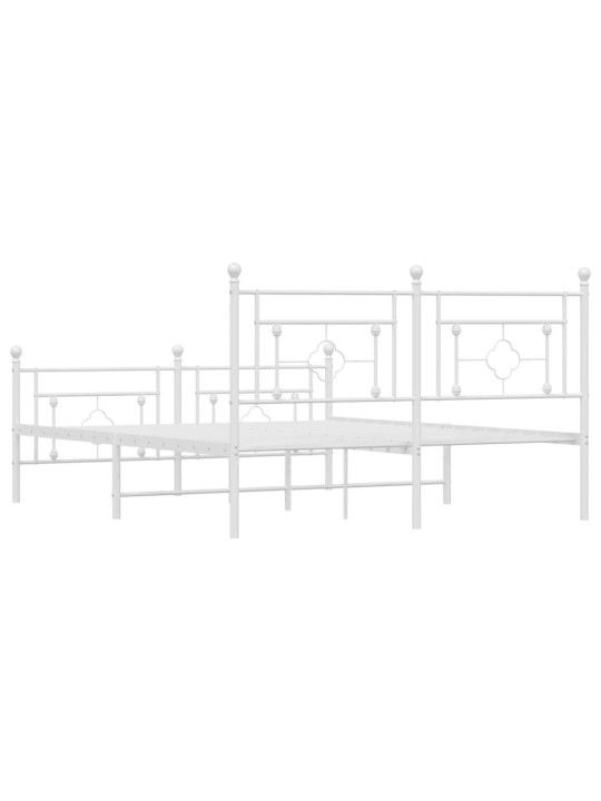 Kovový rám postele s hlavovým a nožním čelem bílý 160 x 200 cm