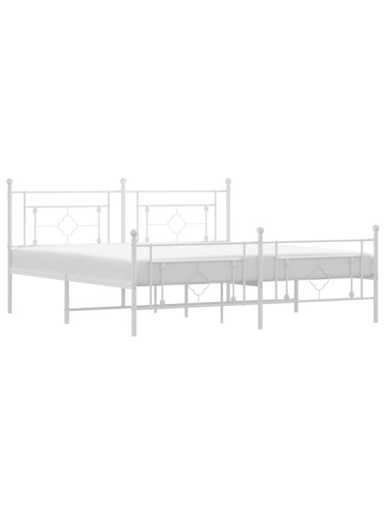 Kovový rám postele s hlavovým a nožním čelem bílý 180 x 200 cm