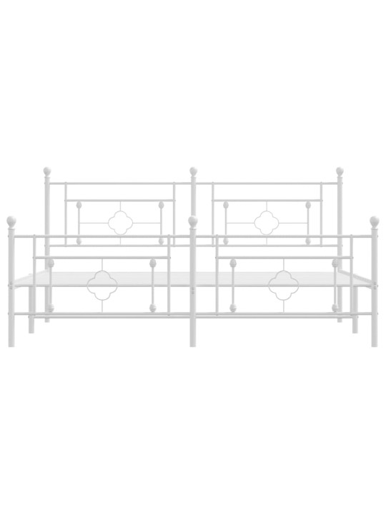 Kovový rám postele s hlavovým a nožním čelem bílý 180 x 200 cm