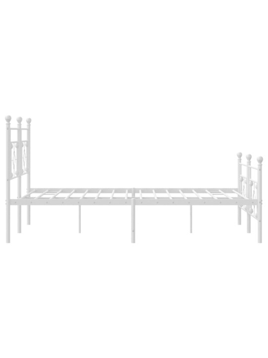 Kovový rám postele s hlavovým a nožním čelem bílý 180 x 200 cm