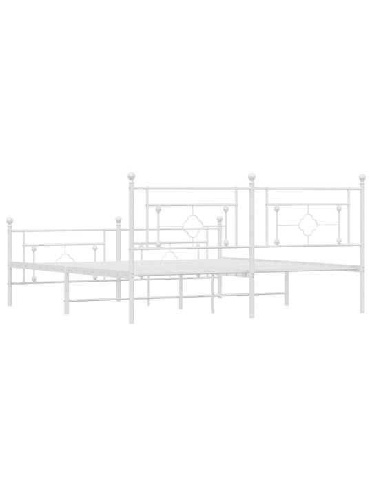Kovový rám postele s hlavovým a nožním čelem bílý 180 x 200 cm