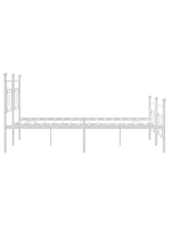 Kovový rám postele s hlavovým a nožním čelem bílý 200 x 200 cm