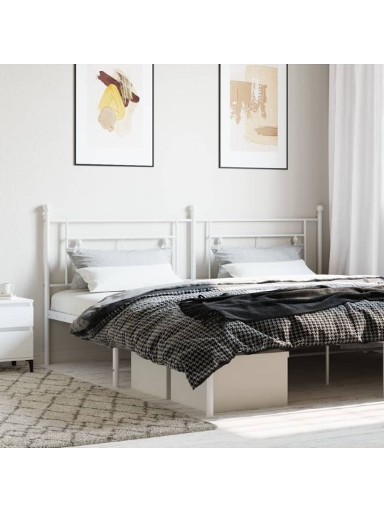 Kovové čelo postele bílé 193 cm