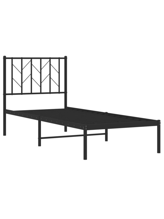 Kovový rám postele s čelem černý 75 x 190 cm