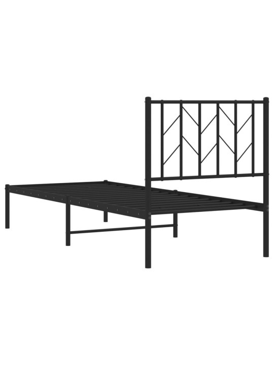 Kovový rám postele s čelem černý 75 x 190 cm