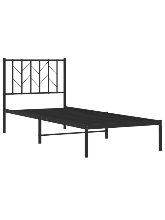 Kovový rám postele s čelem černý 80 x 200 cm