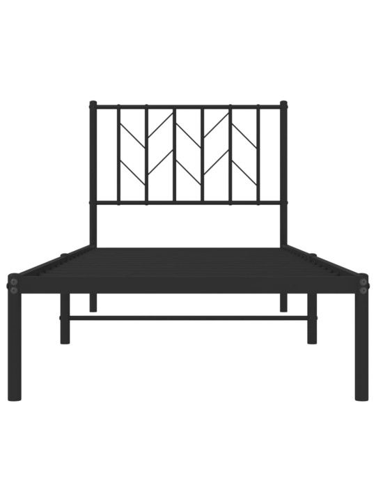 Kovový rám postele s čelem černý 80 x 200 cm