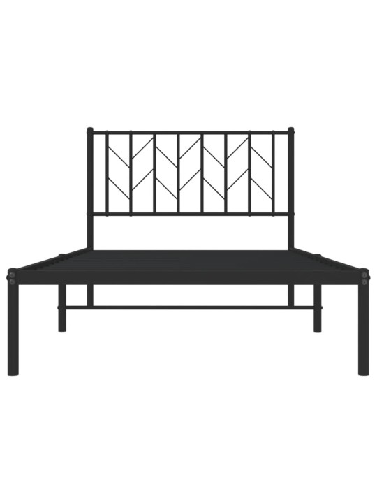Kovový rám postele s čelem černý 100 x 200 cm