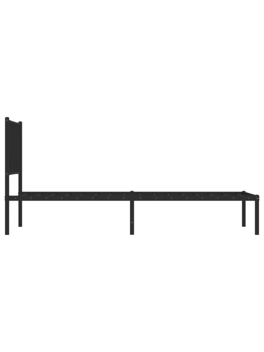 Kovový rám postele s čelem černý 100 x 200 cm