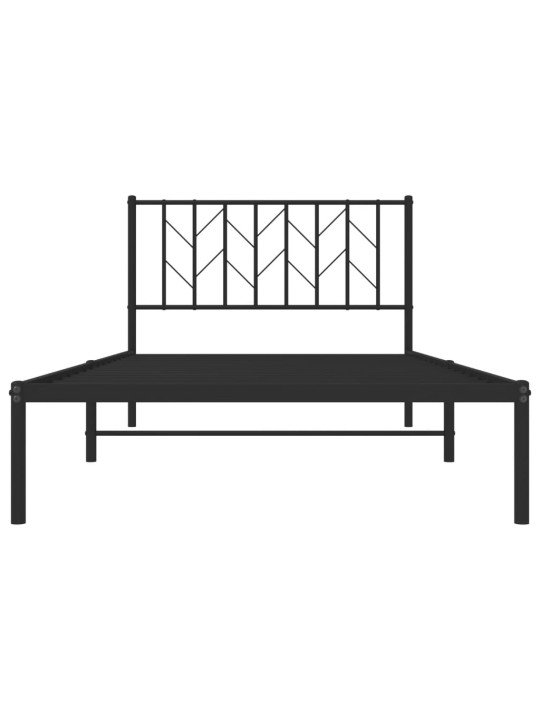 Kovový rám postele s čelem černý 107 x 203 cm