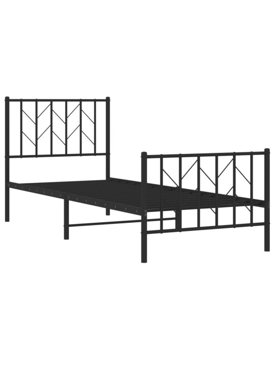 Kovový rám postele s hlavovým a nožním čelem černý 80 x 200 cm