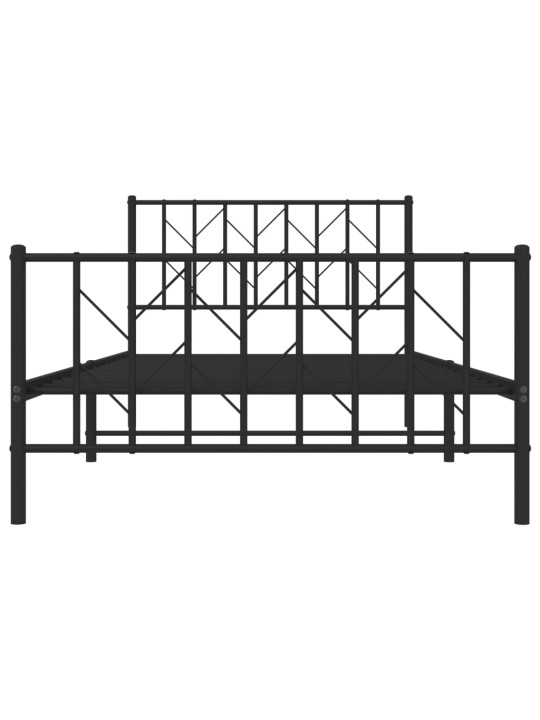 Kovový rám postele s hlavovým a nožním čelem černý 107 x 203 cm