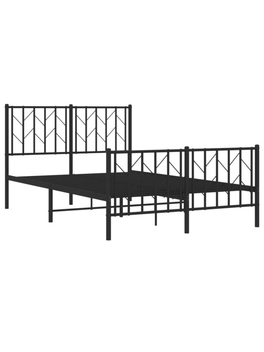 Kovový rám postele s hlavovým a nožním čelem černý 120 x 200 cm