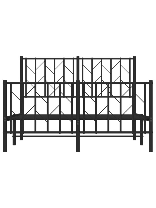 Kovový rám postele s hlavovým a nožním čelem černý 120 x 200 cm