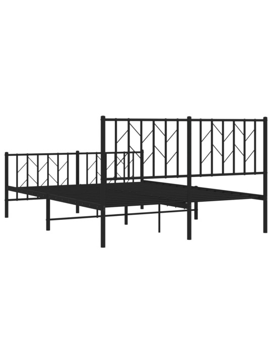 Kovový rám postele s hlavovým a nožním čelem černý 140 x 200 cm