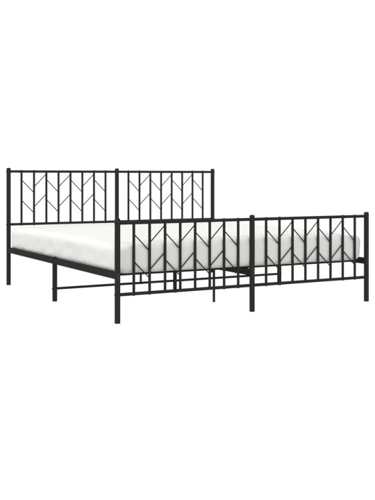Kovový rám postele bez matrace s nožním čelem černý 180x200 cm