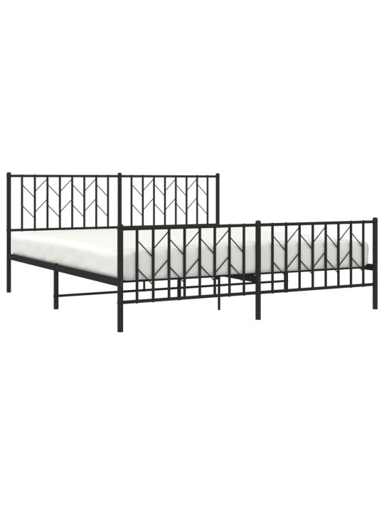 Kovový rám postele s hlavovým a nožním čelem černý 183 x 213 cm