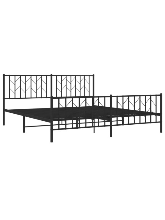Kovový rám postele s hlavovým a nožním čelem černý 183 x 213 cm