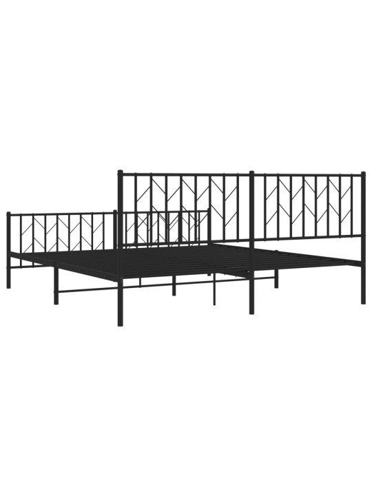 Kovový rám postele s hlavovým a nožním čelem černý 183 x 213 cm