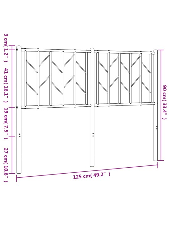 Kovové čelo postele černé 120 cm