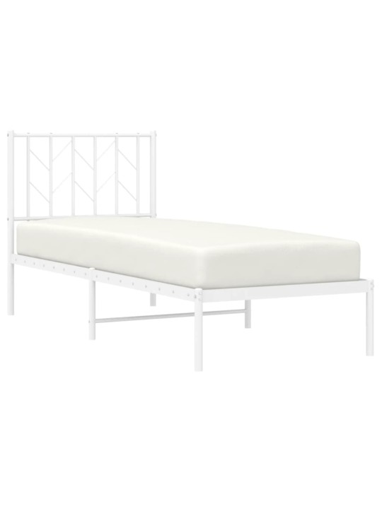 Kovový rám postele bez matrace s čelem bílý 75 x 190 cm