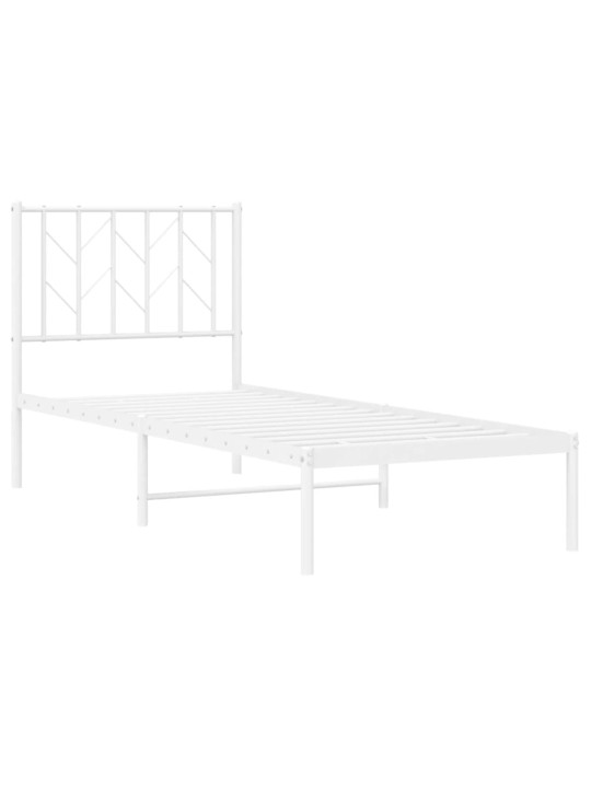 Kovový rám postele bez matrace s čelem bílý 75 x 190 cm