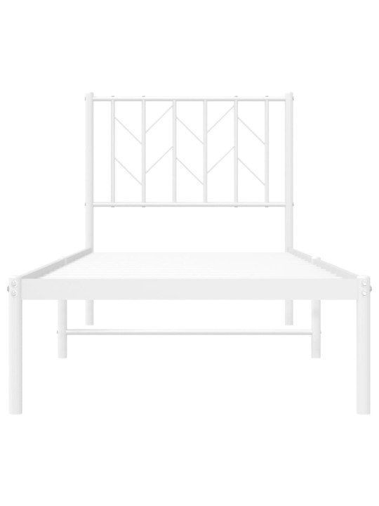 Kovový rám postele bez matrace s čelem bílý 75 x 190 cm