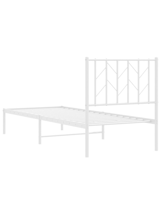 Kovový rám postele bez matrace s čelem bílý 75 x 190 cm