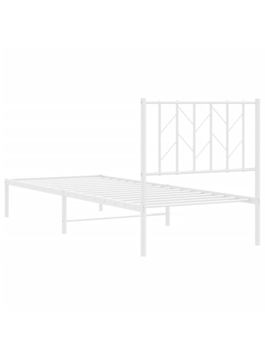 Kovový rám postele s čelem bílý 80 x 200 cm