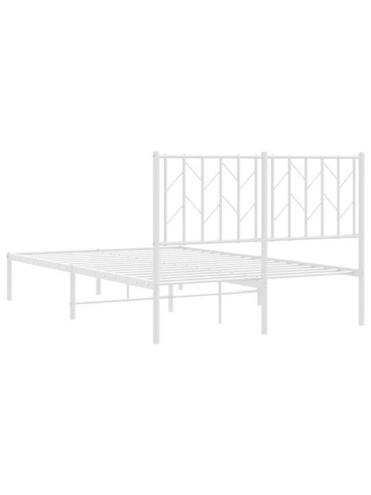 Kovový rám postele s čelem bílý 120 x 200 cm
