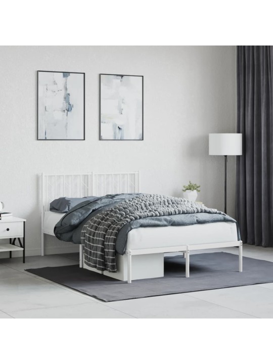 Kovový rám postele s čelem bílý 120 x 200 cm