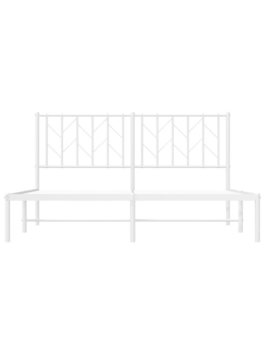 Kovový rám postele s čelem bílý 150 x 200 cm