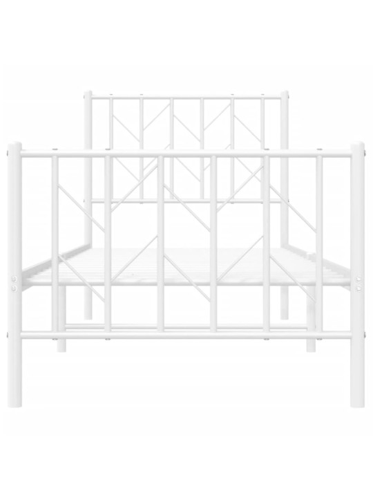 Kovový rám postele s hlavovým a nožním čelem bílý 75 x 190 cm