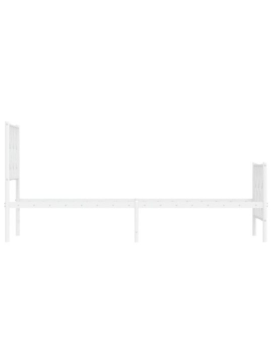 Kovový rám postele s hlavovým a nožním čelem bílý 75 x 190 cm
