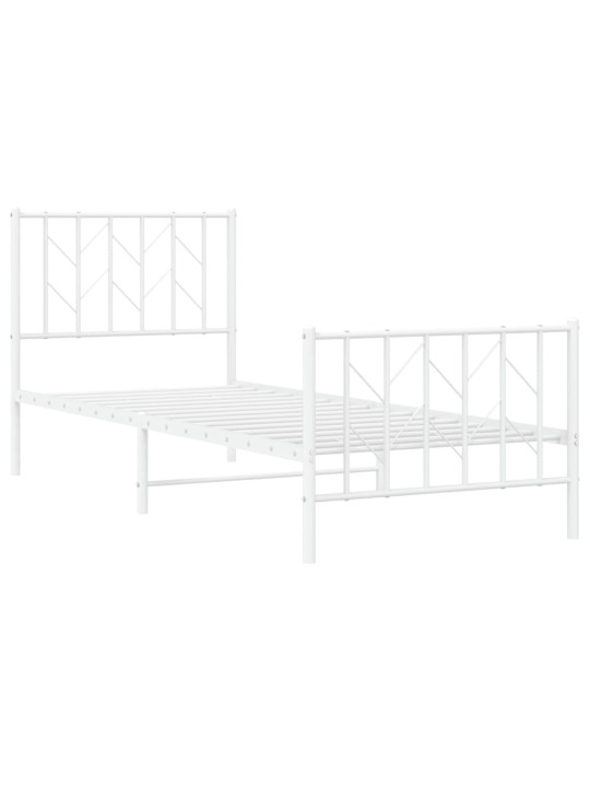 Kovový rám postele s hlavovým a nožním čelem bílý 80 x 200 cm