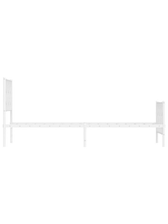 Kovový rám postele s hlavovým a nožním čelem bílý 80 x 200 cm