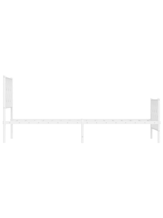 Kovový rám postele s hlavovým a nožním čelem bílý 90 x 200 cm