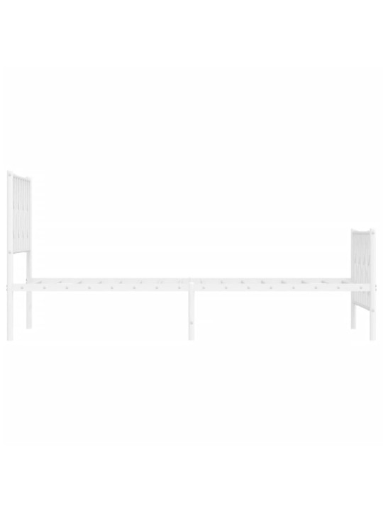 Kovový rám postele s hlavovým a nožním čelem bílý 100 x 200 cm
