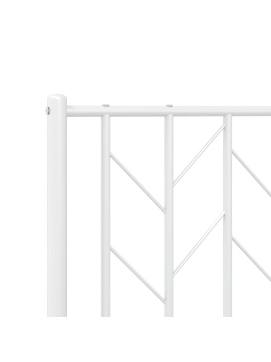 Kovový rám postele s hlavovým a nožním čelem bílý 100 x 200 cm
