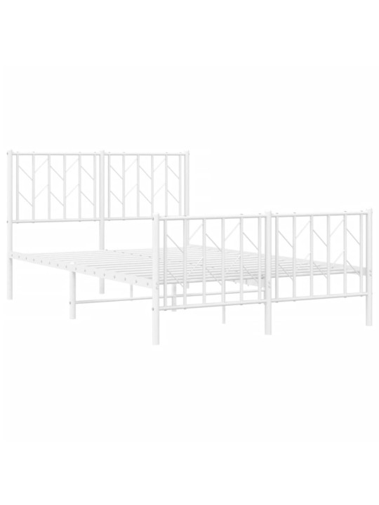 Kovový rám postele s hlavovým a nožním čelem bílý 120 x 190 cm